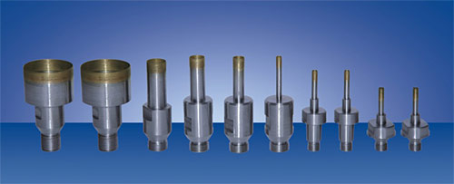 Glass drill with thread shank